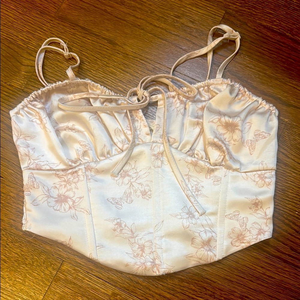 Floral Satin Corset Top